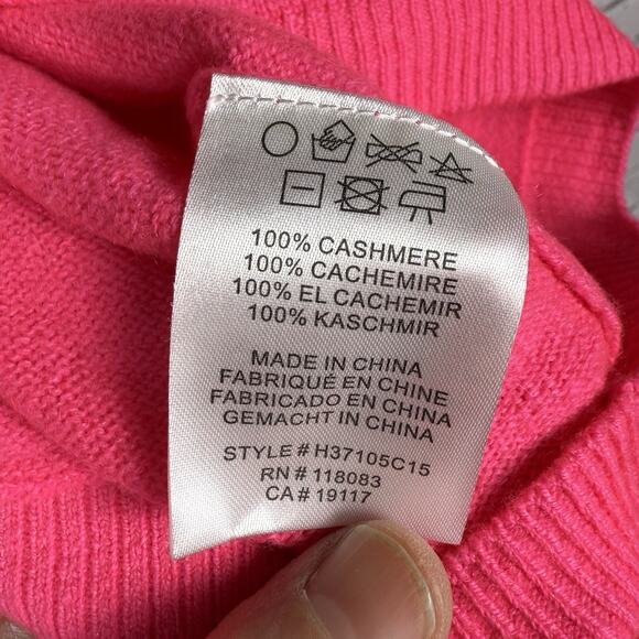 Minnie Rose 100% Cashmere Dolman Sleeve Hot Pink Sweater Size OS - Picture 4 of 6